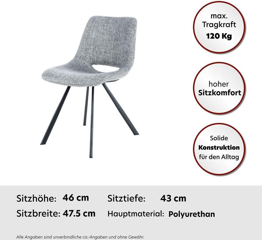 Kayoom Stoel Josephine 325 2-delige set tijdloos ontwerp met geometrische uitsparing onderhoudsvriendelijk eenvoudig zachte bekleding voor een aangenaam zitgevoel (set 2 stuks)