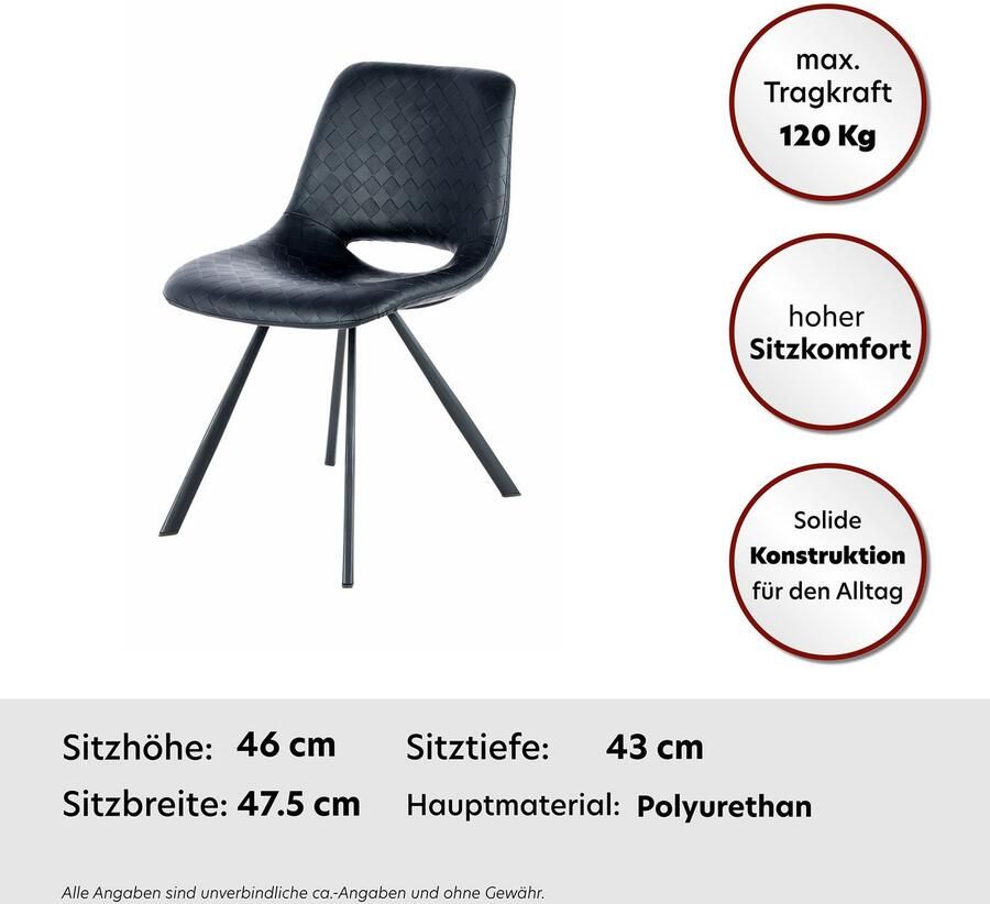 Kayoom Stoel Josephine 325 2-delige set tijdloos ontwerp met geometrische uitsparing onderhoudsvriendelijk eenvoudig zachte bekleding voor een aangenaam zitgevoel (set 2 stuks)