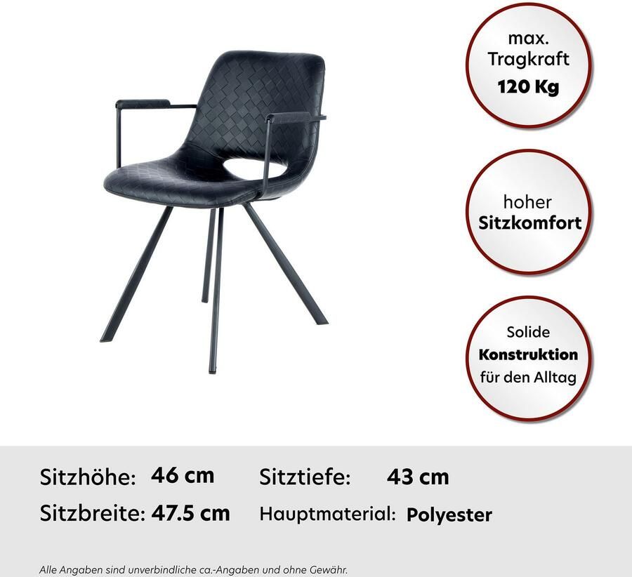 Kayoom Stoel Josephine 625 2-delige set onderhoudsvriendelijk (set 2 stuks)