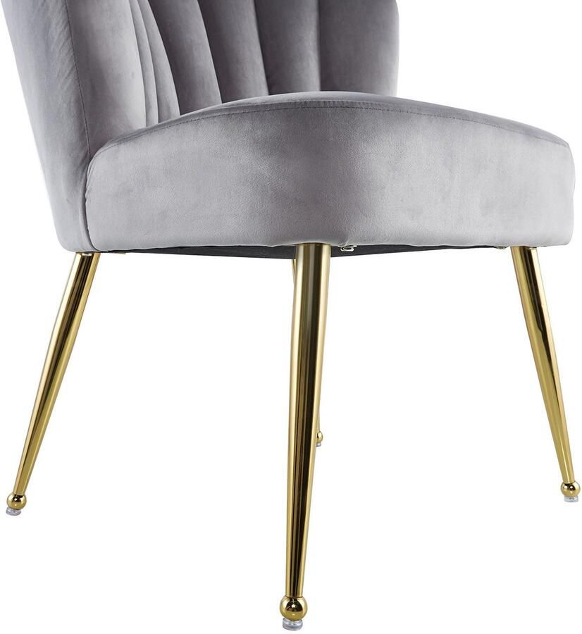 Kayoom Stoel Lalie 125 rugleuning in retro-stijl opvallende rugleuning in schelpontwerp fluwelen bekleding goudkleurige metalen poten (1 stuk)