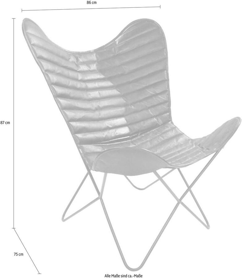 Kayoom Stoel met 4 poten Vlinderstoel Santiago vlinderstoel van leer onderhoudsvriendelijk van hoge kwaliteit zorgvuldig afgewerkt hoog zitcomfort (1 stuk)