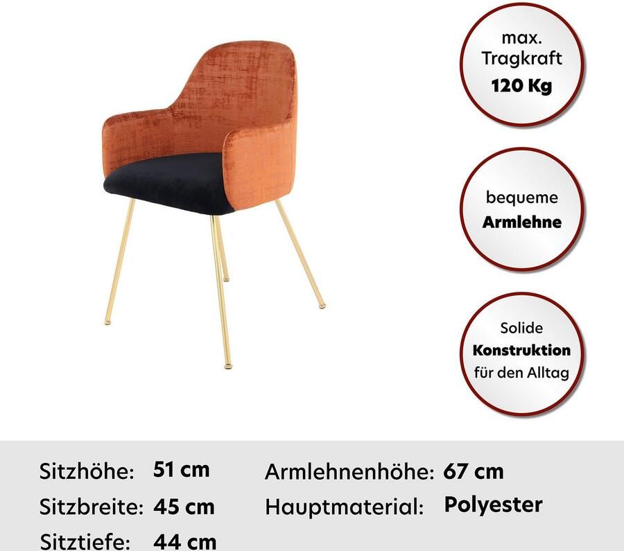 Kayoom Stoel Richard 525 moderne stoel met armleuningen tweekleurig ontwerp (1 stuk)