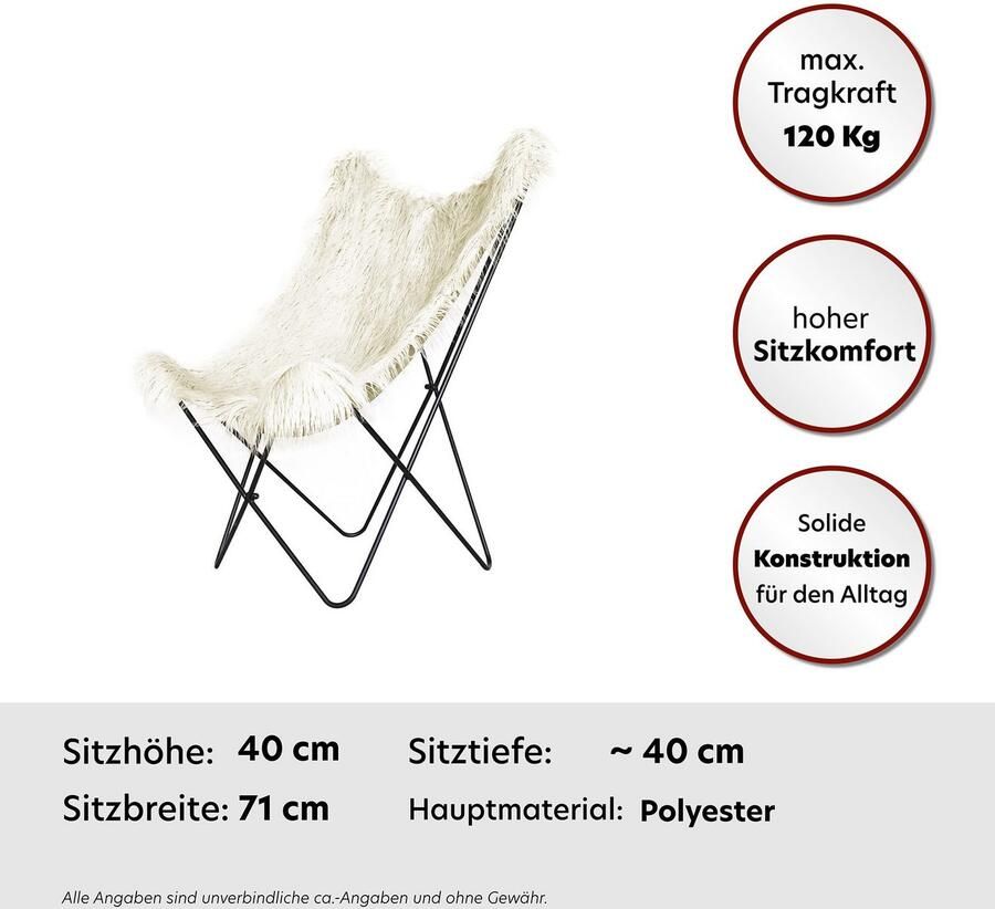 Kayoom Stoel zachte bekleding van imitatiebont gedeeltelijk handgemaakt (1 stuk)