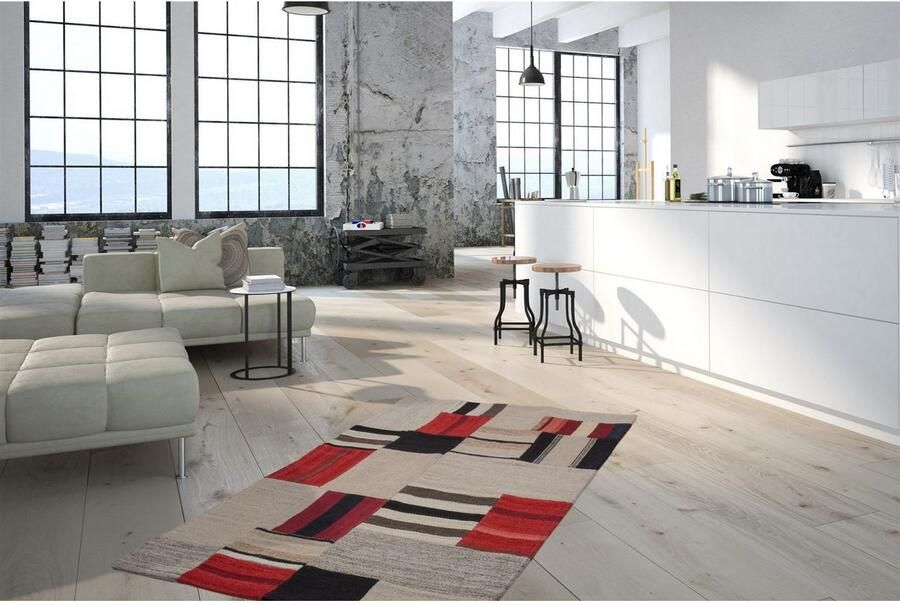 Kayoom Vloerkleed Radical 240 Handgeweven jacquard-kilim hoogwaardige materiaalcombinatie