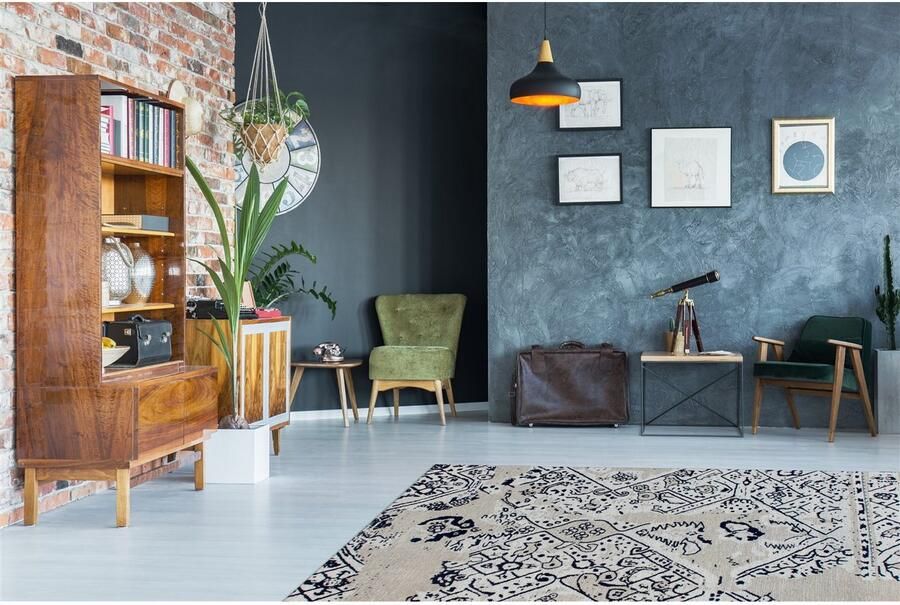 Kayoom Vloerkleed River 120 Jacquard retro- en vintage-ontwerp katoen achterkant