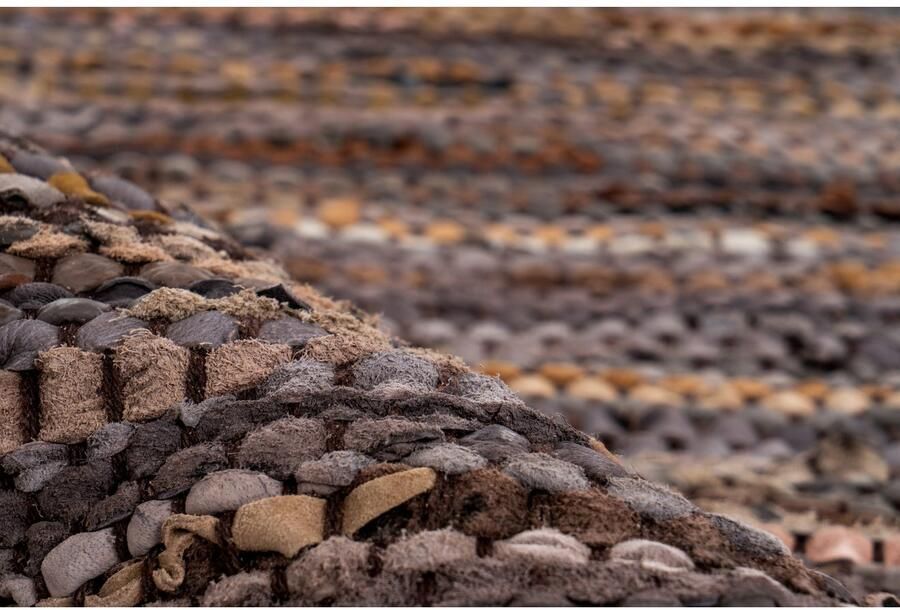 Kayoom Vloerkleed Sonipat 110 Echt leer vlakgeweven hoogwaardige unieke stuk