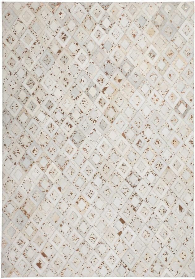 Kayoom Vloerkleed Spark 110 100% leer metallic effecten handgenaaid uniek