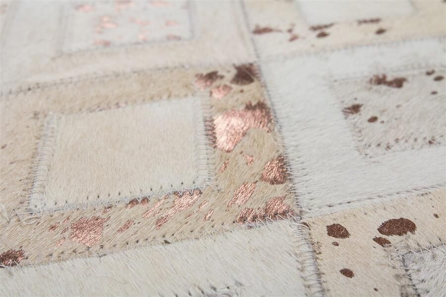 Kayoom Vloerkleed Spark 110 100% leer metallic effecten handgenaaid uniek