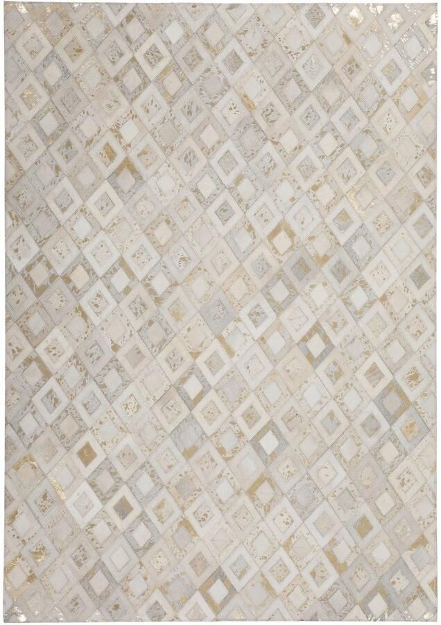 Kayoom Vloerkleed Spark 110 100% leer metallic effecten handgenaaid uniek