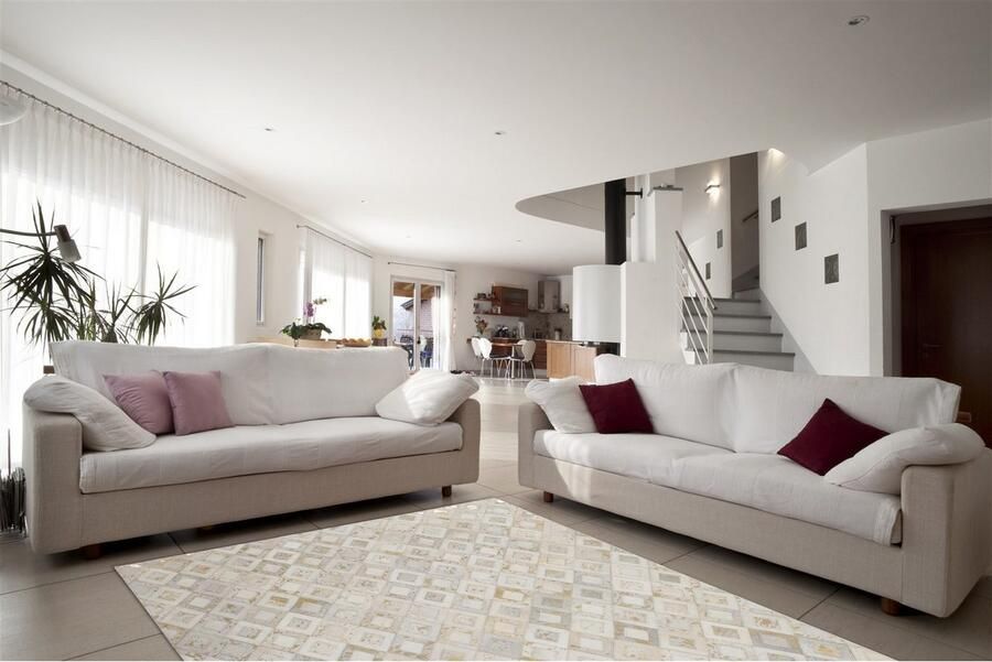 Kayoom Vloerkleed Spark 110 100% leer metallic effecten handgenaaid uniek