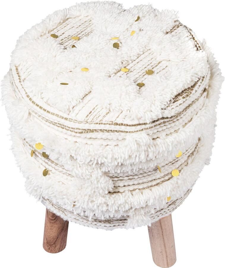 Kayoom Zithocker Kruk Bohist 425 karakteristieke structuren met franjes en kwasten (1 stuk)