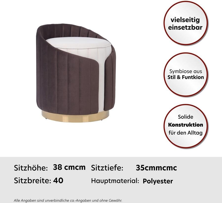 Kayoom Zithocker Kruk Corin 145 modern ontwerp comfortabel met rugsteun (1 stuk)