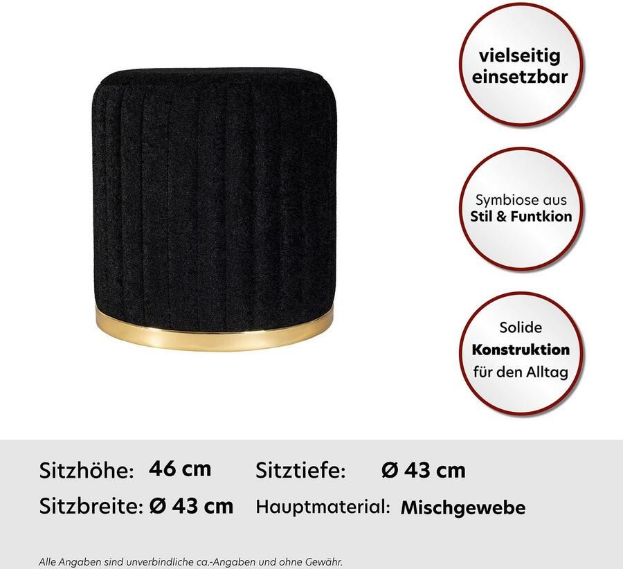 Kayoom Zithocker Kruk Doric trendy look esthetische kleurstelling mooie stiksels comfortabel hoogwaardig onderhoudsvriendelijk liefdevolle afwerking (1 stuk)