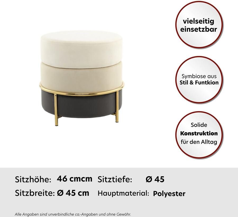 Kayoom Zithocker Kruk Matilda 125 comfortabele ronde vorm gezellige designkruk (1 stuk)
