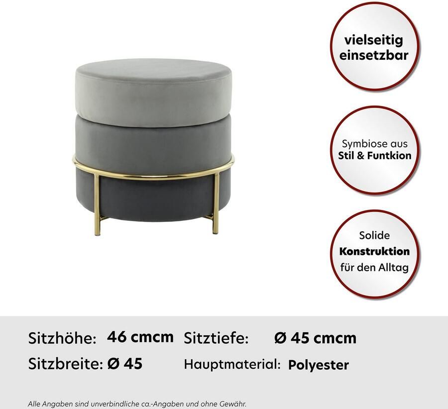 Kayoom Zithocker Kruk Matilda 125 comfortabele ronde vorm gezellige designkruk (1 stuk)
