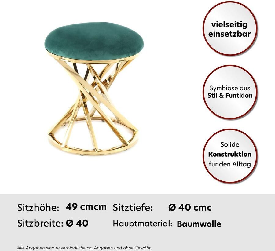 Kayoom Zithocker Kruk Wesley 325 zitpouf in elegant ontwerp frame van metaal (1 stuk)