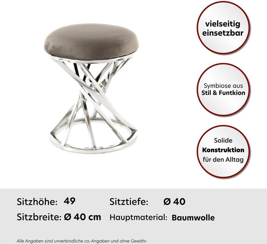 Kayoom Zithocker Kruk Wesley 325 zitpouf in elegant ontwerp frame van metaal (1 stuk)