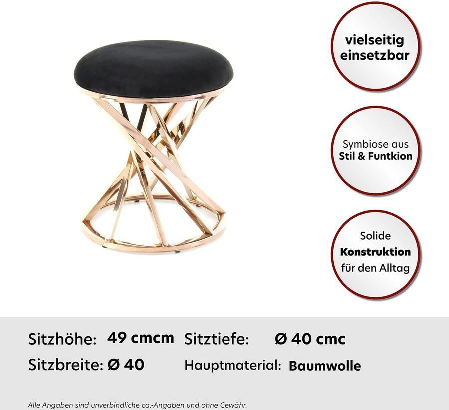 Kayoom Zithocker Kruk Wesley 325 zitpouf in elegant ontwerp frame van metaal (1 stuk)