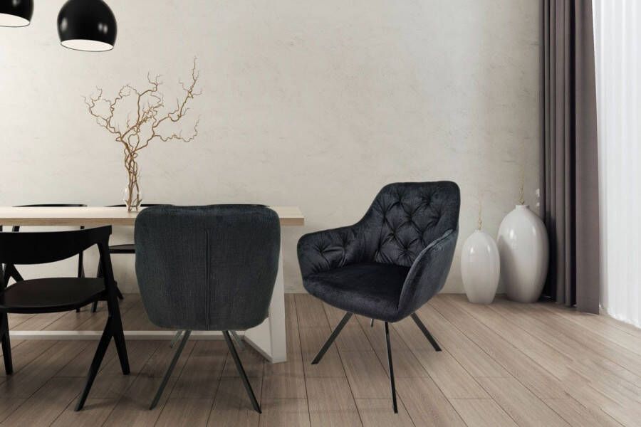 Kayoom Stoel Georgia 125 2-delige set gestikte rug fluweelzachte bekleding (set 2 stuks)