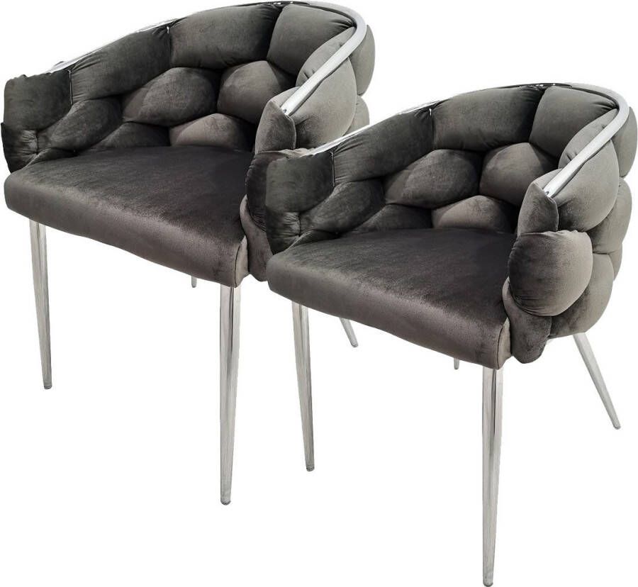 Kayoom Stoel Grace 125 2-delige set frame van ijzer comfortabel gepolsterd (set 2 stuks)