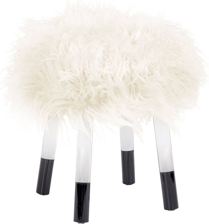 Kayoom Zithocker Fellhocker Laika 110 stijlvolle hocker met kunstbont ronde vorm (1 stuk)