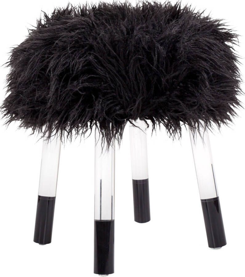 Kayoom Zithocker Fellhocker Laika 110 stijlvolle hocker met kunstbont ronde vorm (1 stuk)