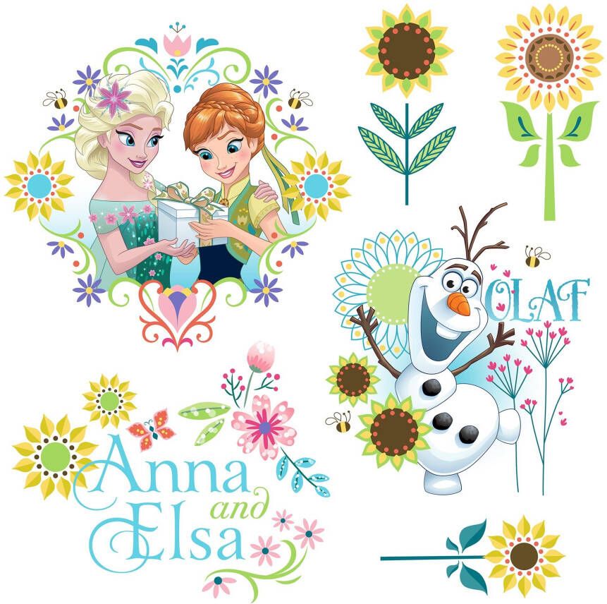 Komar Raamdecoratie Disney raamsticker Frozen Flower grootte 31 x 31 cm 2 vellen (set 19 stuks)