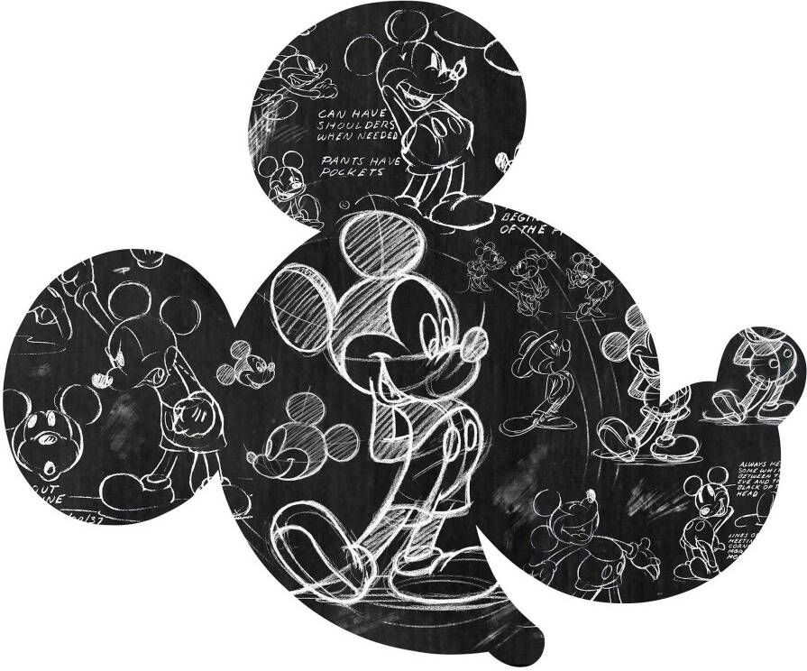 Komar Vliesbehang Mickey Head Illustration 125 x 125 cm (breedte x hoogte) rond en zelfklevend (1 stuk)