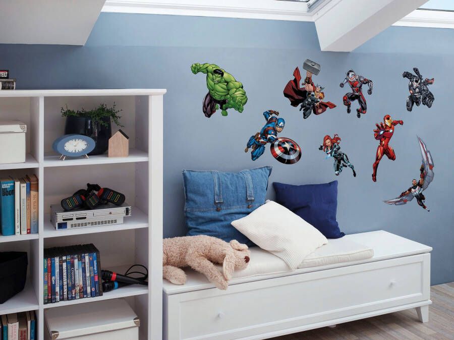 Komar Wandfolie Avengers Crew afm. 50 x 70 cm zelfklevend wandstickers kinderkamer (8-delig)