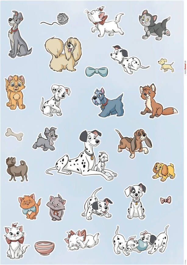 Komar Wandfolie Disney Cats and Dogs 50x70 cm (breedte x hoogte) zelfklevende wandtattoo (27-delig)