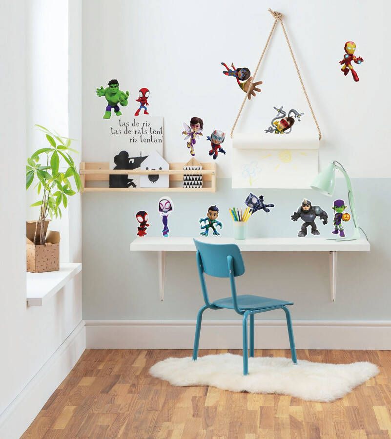 Komar Wandfolie Spidey and Friends afm. 50 x 70 cm zelfklevend wandstickers kinderkamer (13-delig)