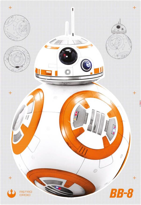 Komar Wandfolie Star Wars BB-8 100x70 cm (breedte x hoogte) zelfklevende wandfolie (set 6-delig)