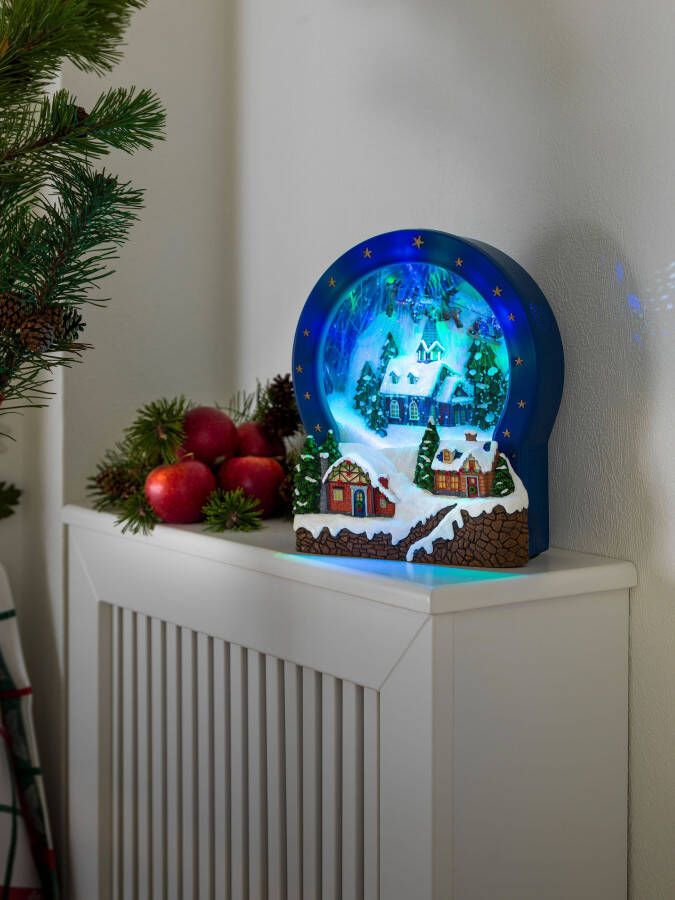 KONSTSMIDE Decoratieve ledverlichting Kerst versiering Tafereel dorp glas met animatie + 8 klassieke kerstliederen (1 stuk)