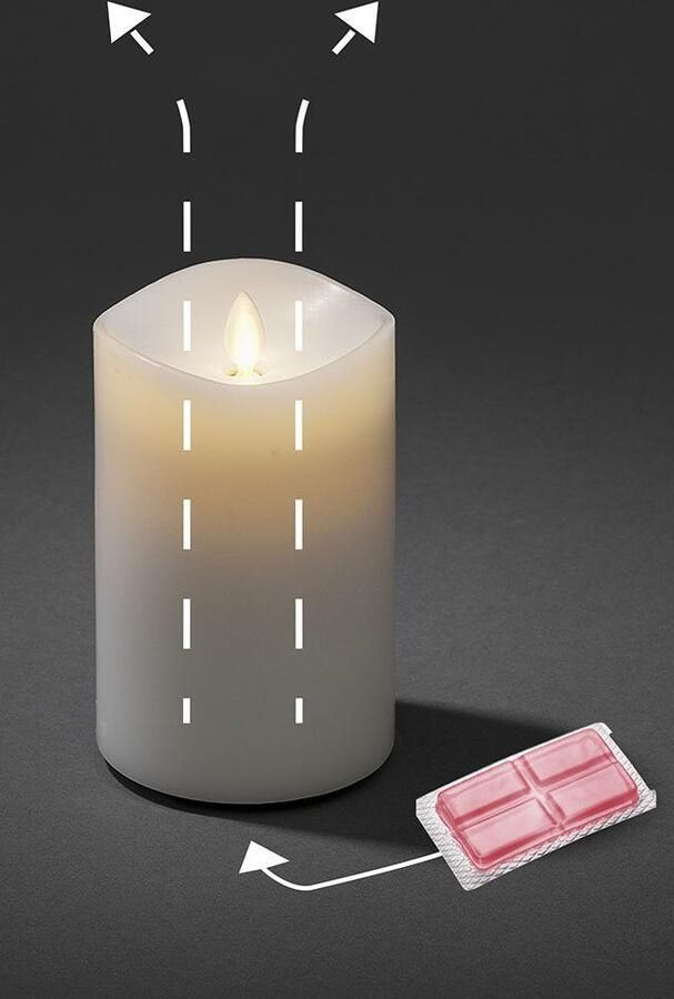 KONSTSMIDE Led-kaars Geurkaars wit flakkerend met lavendel-geurpad ø 9 cm hoogte: 18 cm (1-delig)