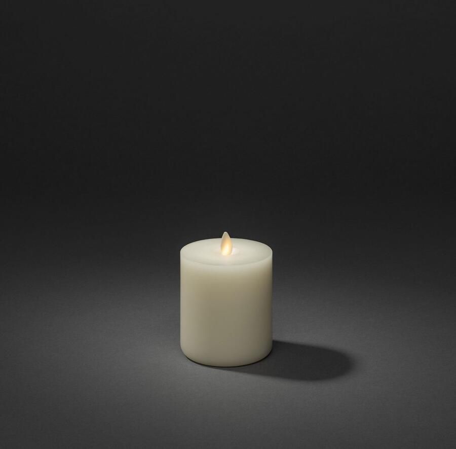 KONSTSMIDE Led-kaars Kerst versiering Led-kaars van echte was met de hand gegoten crèmewit met 3D vlam en touch (1-delig)