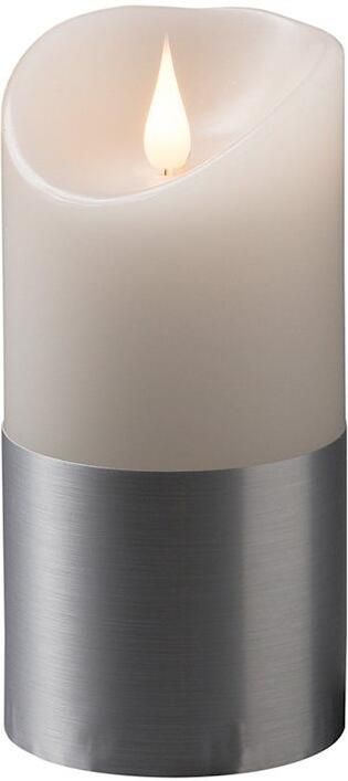 KONSTSMIDE Led-kaars Kerst versiering Led-kaars van echte was wit met zilverkleurige rand (1-delig)