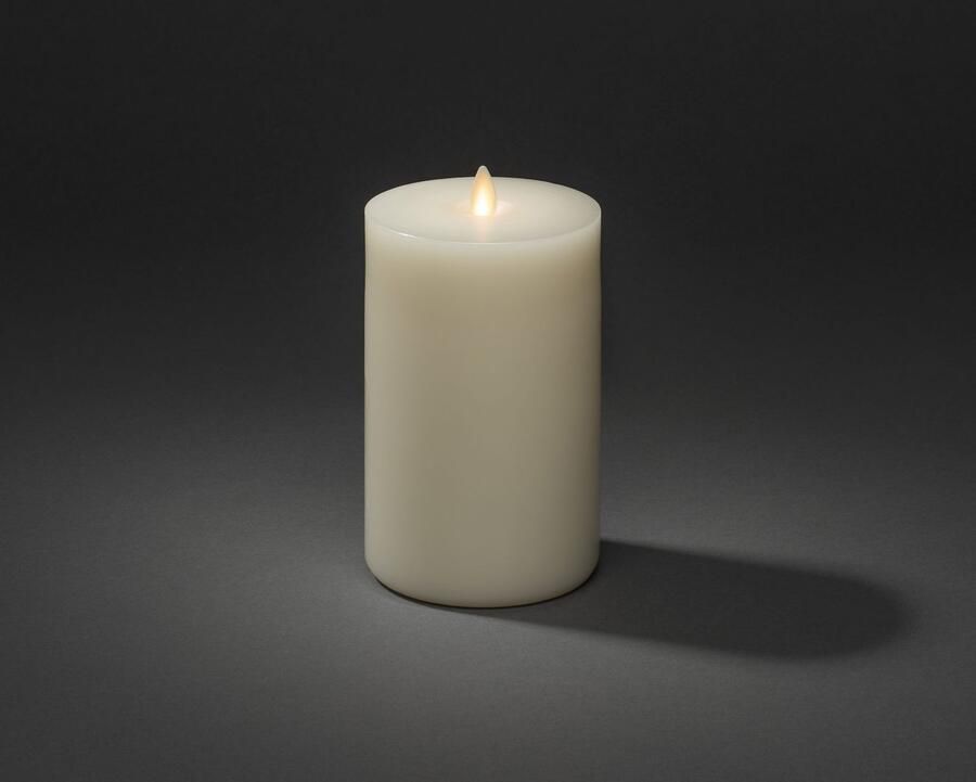KONSTSMIDE Led-kaars Ledkaars van echte was met de hand gegoten crèmewit met 3D-vlam (1-delig)