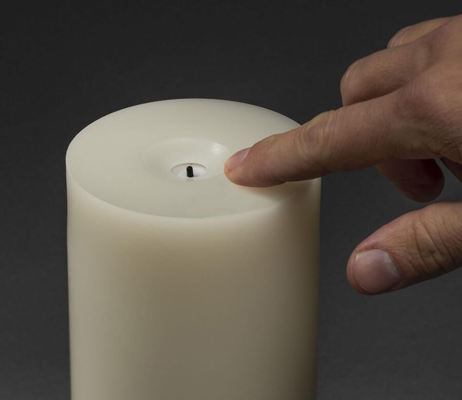 KONSTSMIDE Led-kaars van echte was met de hand gegoten met 3D vlam blaasfunctie met touch (1-delig)