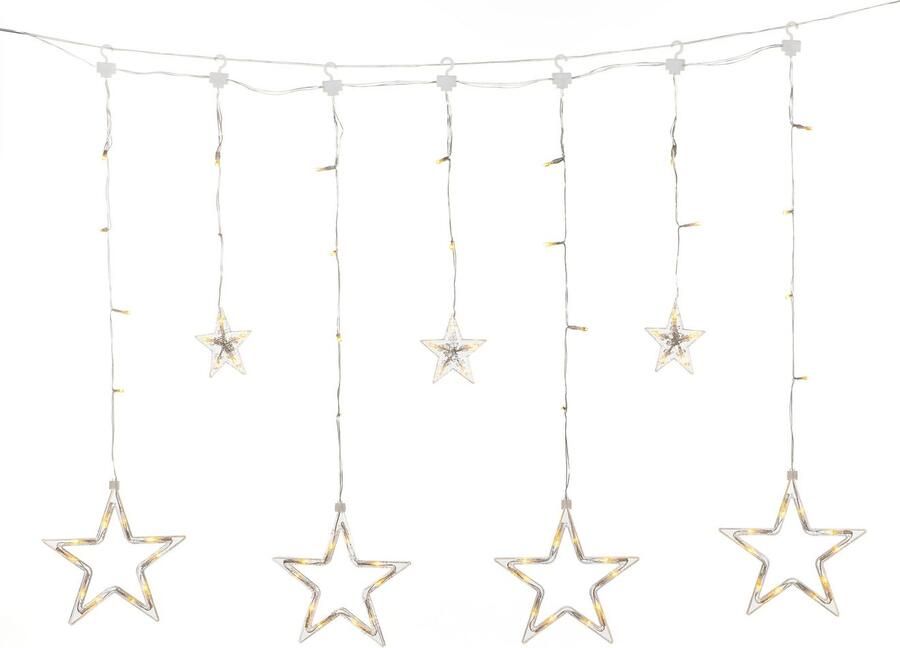 KONSTSMIDE Led-lichtgordijn 3 kleine en 4 grote sterren met multifunctie 77 amberkl. dioden (1 stuk)