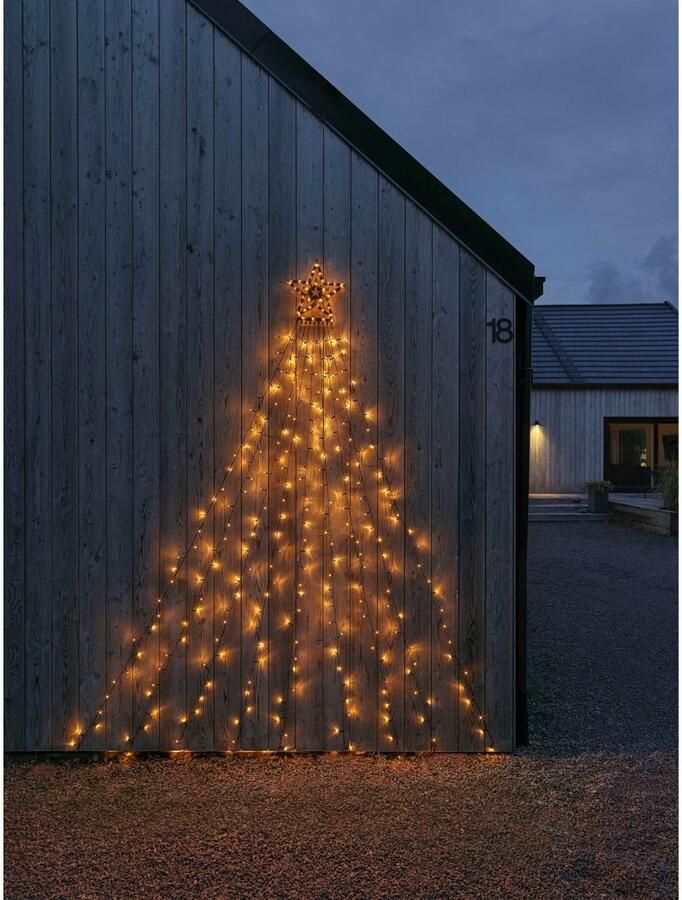 KONSTSMIDE Led-lichtgordijn Triangel LED lichtgordijn met ster 304 amberkleurige dioden H. 2 7 m (1 stuk)