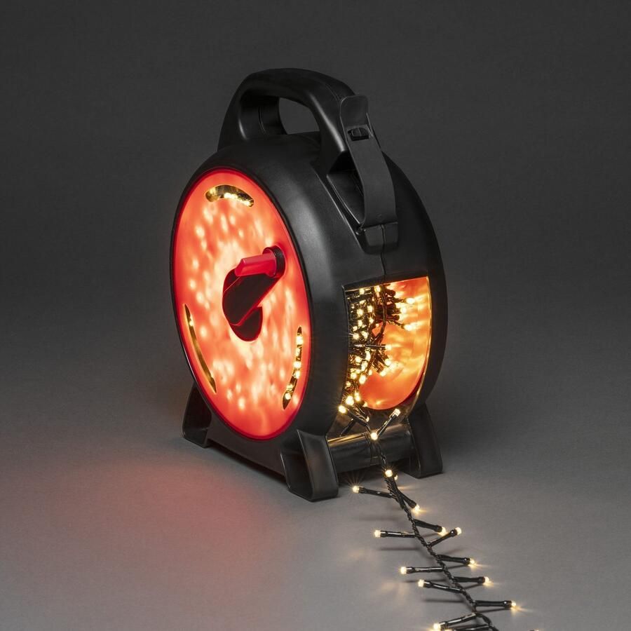 KONSTSMIDE Led-lichtsnoer Kerstversiering buiten Micro-led Compacte lampjes met kabelhaspel zwart rood 400 dioden (1 stuk)