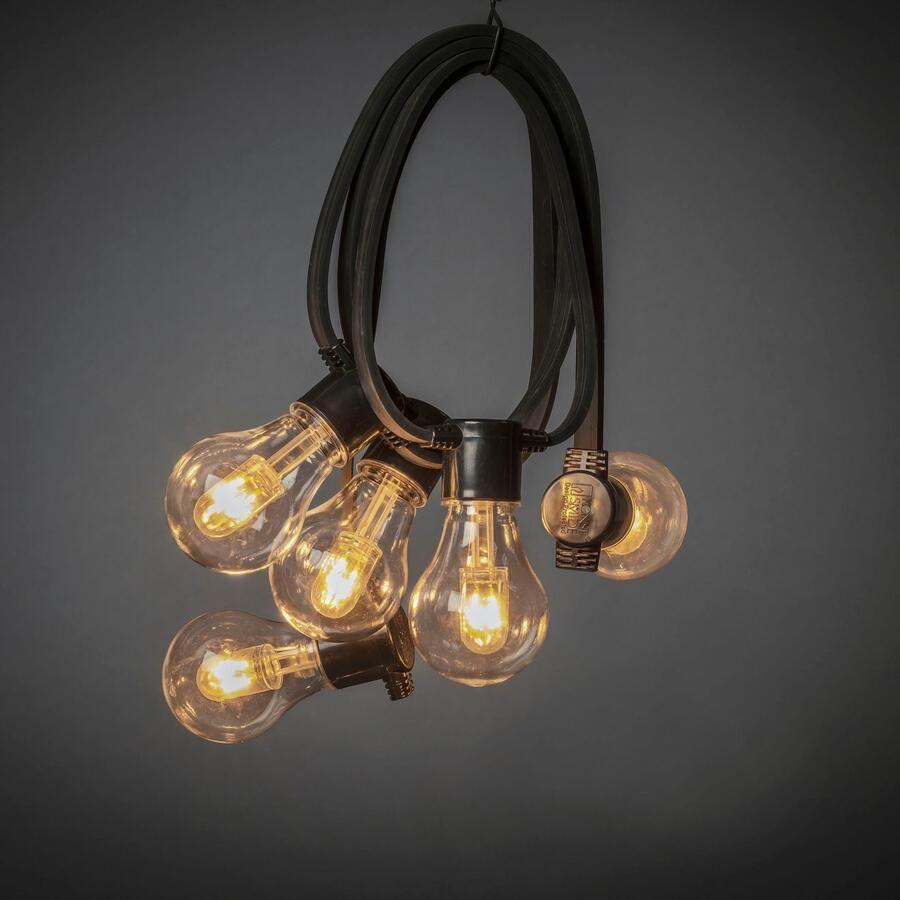 KONSTSMIDE Led-lichtsnoer LED solar biertuinketting 10 amberkleurige diodes timer Afstandsbediening dimbaar 8 lichtfuncties zonnebox oplaadbaar via USB (2 stuks)