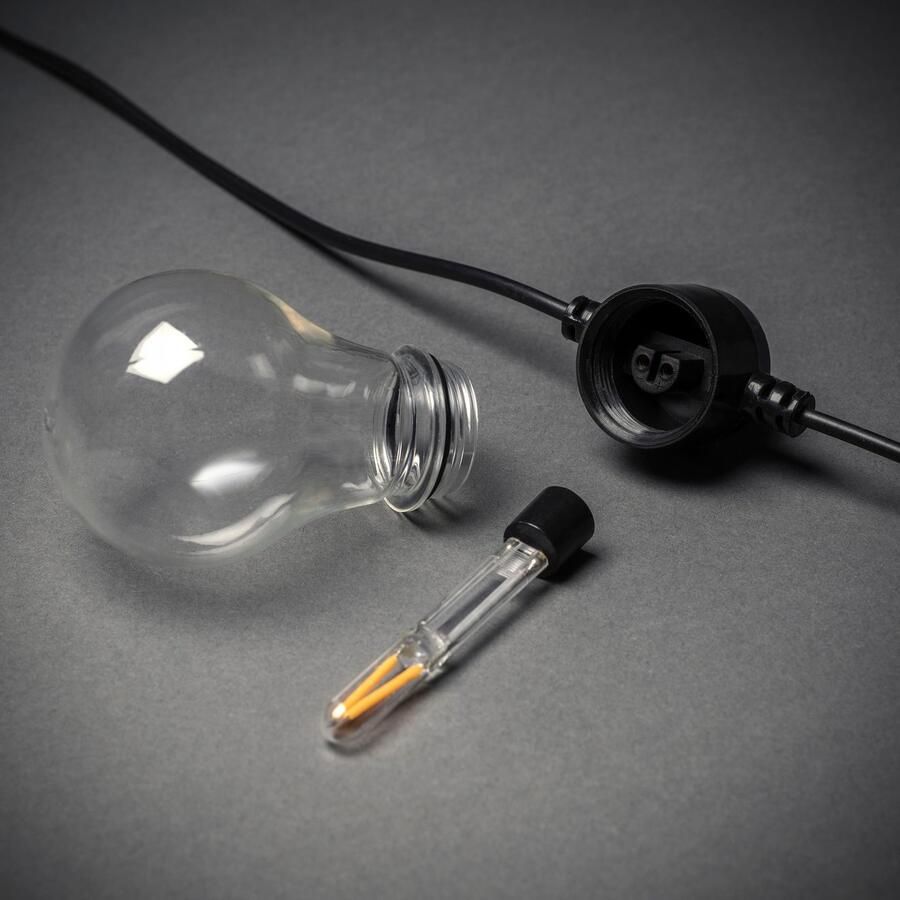 KONSTSMIDE Led-lichtsnoer LED solar biertuinketting 10 amberkleurige diodes timer Afstandsbediening dimbaar 8 lichtfuncties zonnebox oplaadbaar via USB (2 stuks)