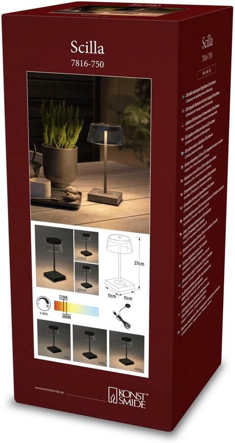 KONSTSMIDE Led-tafellamp Scilla LED USB-tafellamp kleurtemperatuur dimbaar (2 stuks)