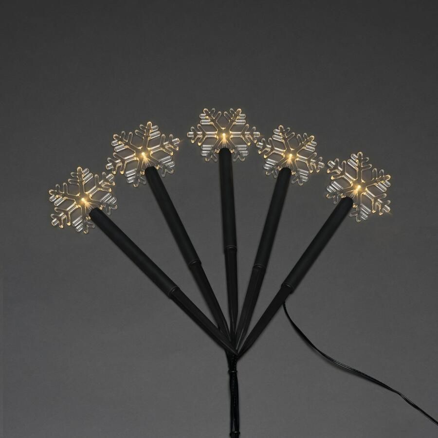 KONSTSMIDE Led-tuinlamp Kerstversiering buiten Led-priklamp met 5 sneeuwvlokken 5 warmwitte dioden (1 stuk)