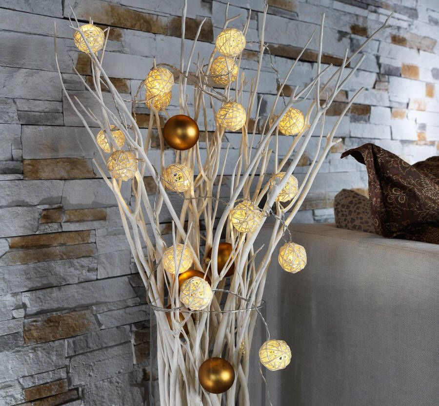 KONSTSMIDE Led-lichtsnoer Kerst versiering Led decoratief lichtsnoer bollen van gevlochten twijgen 16 dioden (1 stuk)