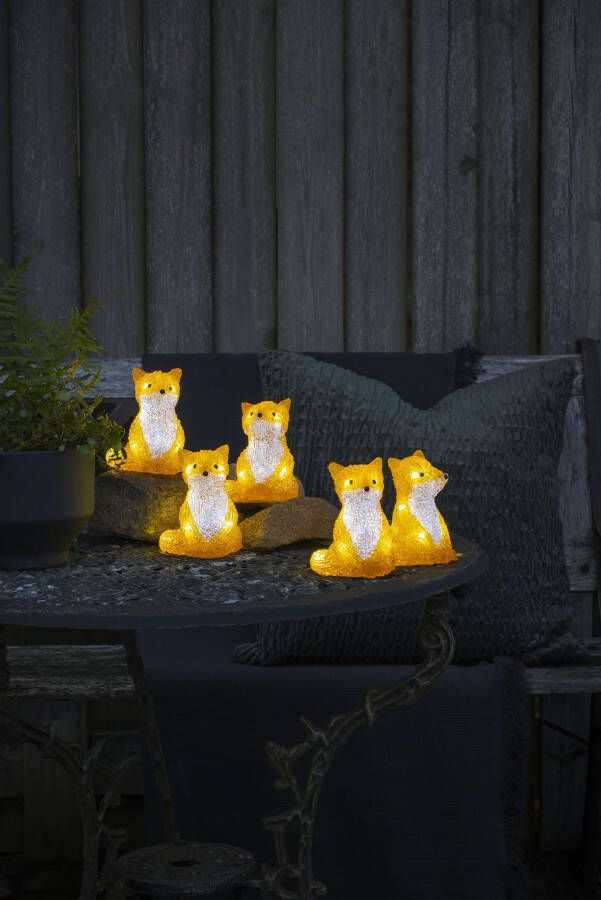 KONSTSMIDE Led-lichtsnoer Kerstversiering buiten Led acryl vossen zittend set van 5 40 koudwitte dioden (1 stuk)