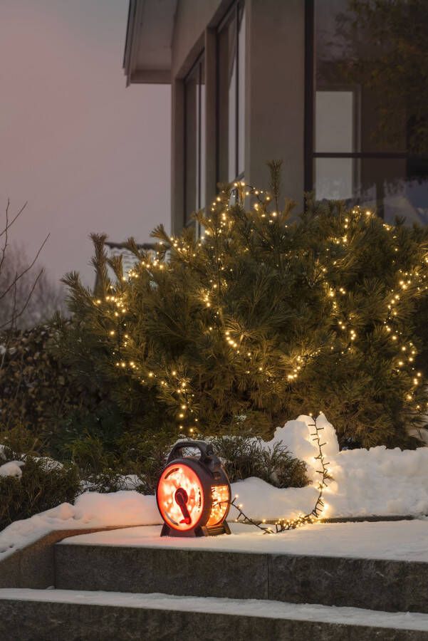 KONSTSMIDE Led-lichtsnoer Kerstversiering buiten Micro-led Compacte lampjes met kabelhaspel zwart rood 800 dioden (1 stuk)