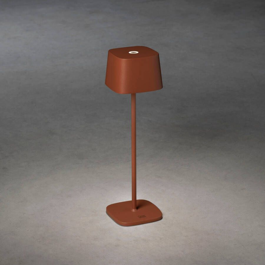 KONSTSMIDE Led-tafellamp Capri USB-tafellamp terracotta 2700 3000K dimbaar vierkant (2 stuks)