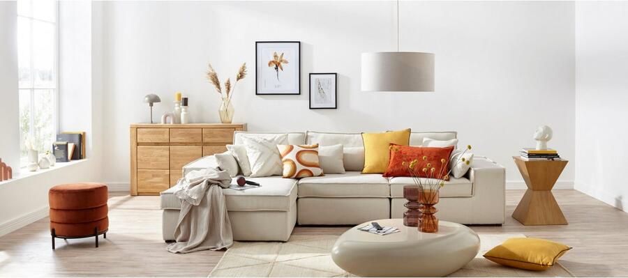 Home affaire Dressoir Burano 127cm breed fronten massief hout 3 deuren 3 laden 6 vakken